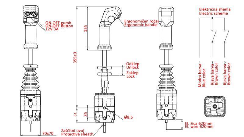 JOYSTICK INDEMAR PENTRU WINCH CU BRAT - 2x BUTON
