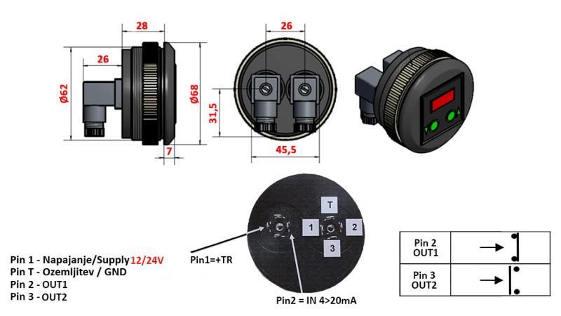 ELEKTRONICKÝ SPÍNAČ TLAKU S MANOMETREM KD59 0-400 BAR