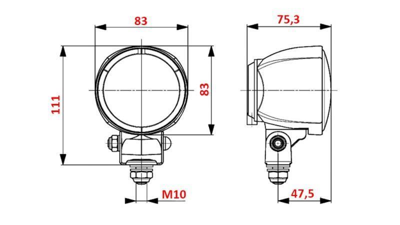 PRACOVNÍ SVĚTLO TRAKTORU KULATÉ H3 HELLA HALOGEN