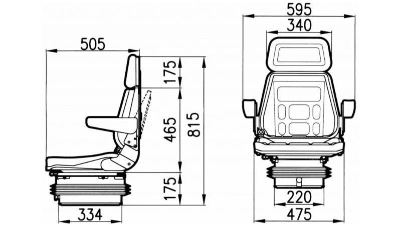 SCAUN PNEUMATIC PENTRU TRACTOARE DIN PIELĂ SINTETICĂ CU BRAȚE DE SPRIJIN