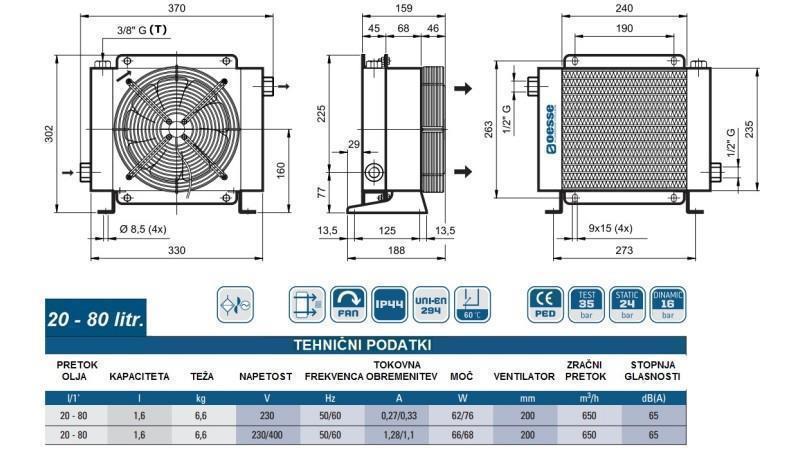 ОХЛАДИТЕЛ ЗА МАСЛО AC 230V HY01601 20-80 ЛИТРА