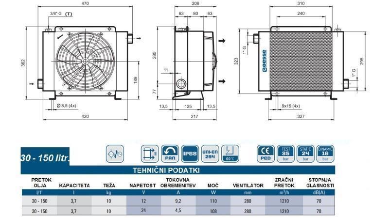 RĂCITOR DE ULEI DC 12V HY02402 30-150 LIT