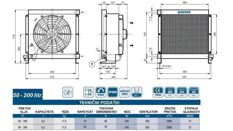ОХЛАДИТЕЛ ЗА МАСЛО DC 12V HY05702 50-200 ЛИТРА