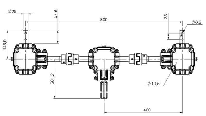 SET DE CUTII DE VITEZE 1:1.44 (27CP-20KW) PENTRU ÎNĂLBITOR L:800 FONTĂ CU SISTEM DE SIGURANȚĂ