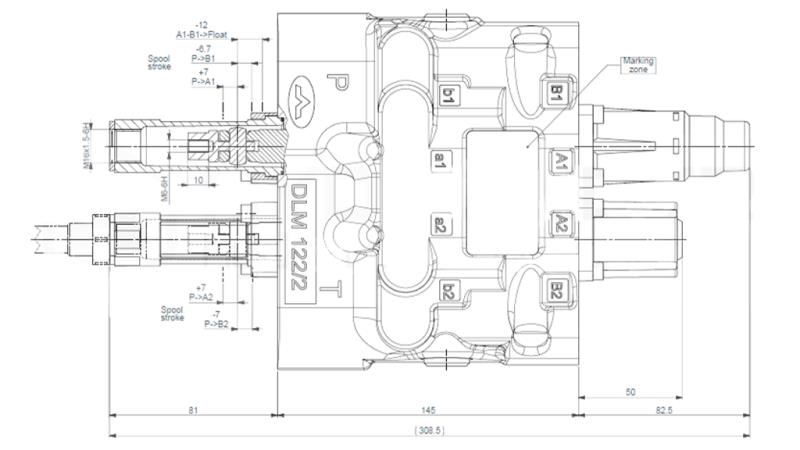 HYDRAULICKÝ KRMILNÍ VENTIL DLM-122/2 2XP80 L/MIN SENZOR ZÁTĚŽE S PLAVAJÍCÍ FUNKCÍ