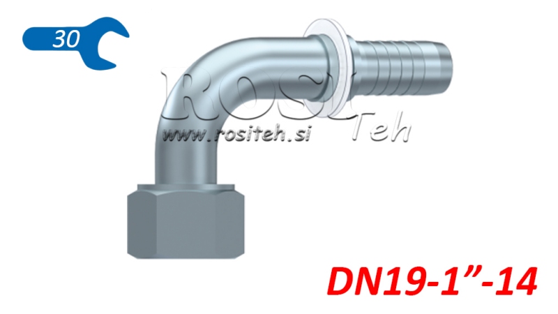 HIDRAVLIČNI PRIKLJUČEK DKORFS ŽENSKI KOLENO 90° DN19-1 -14