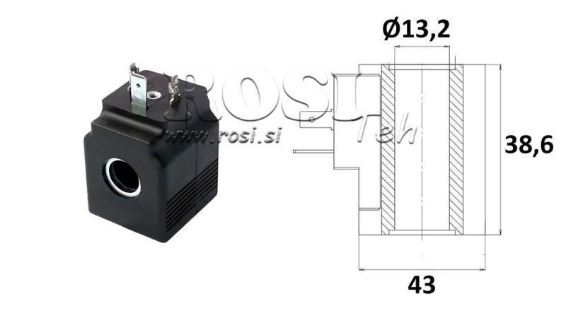 ЕЛЕКТРОМАГНИТНА КОИЛА 12V DC - SAE08 - fi 13.2mm-38.6mm 22W IP65