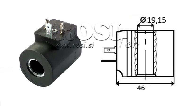 ЕЛЕКТРОМАГНИТНА КОИЛА 12V DC - M19-12DN - фи 19.15mm-56mm 33W IP65