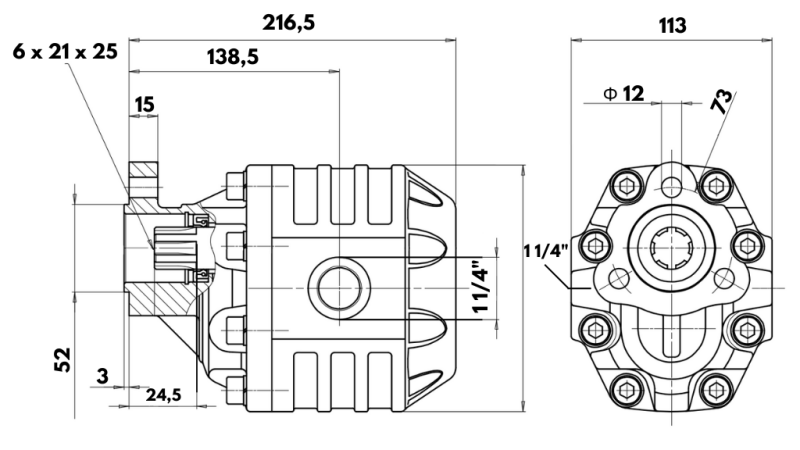 ХИДРАВЛИЧНА ПОМПА ОТ ЧУГУН UNI40-133CC-190 BAR ЛЯВА