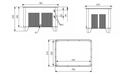 REZERVOR PENTRU AGREGAT HIDRAULIC TIP MPN 160 LIT - dimensiuni