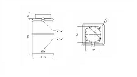 REZERVOR PVC ROLL PP 8 LITRE HORIZONTAL-VERTICAL - dimensiuni