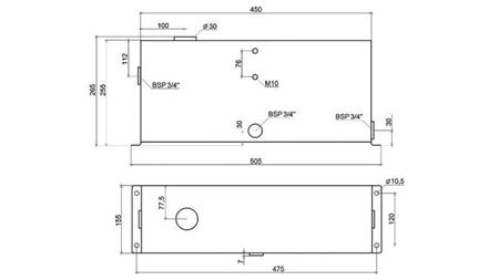 REZERVOR METALIC 12 LITRI CUB 255x120x450mm