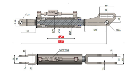 2TON. LEGĂTURĂ SUPERIOARĂ HIDRAULICĂ FORK 60/40-100 (450MM-550MM)