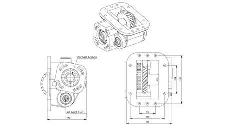 Dimensiuni IESIRE PENTRU POMPĂ HIDRAULICĂ - SCANIA GR 900
