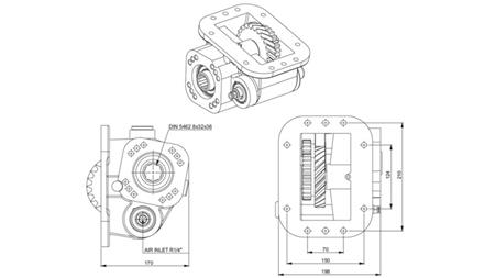 Dimensiuni IESIRE PENTRU POMPA HIDRAULICA - SCANIA GRS 900