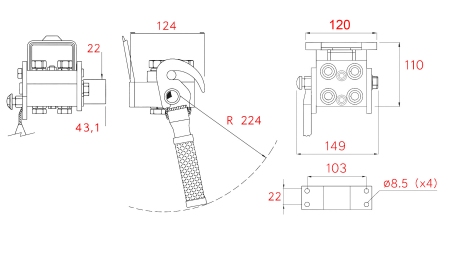 ZŁĄCZE MULTI-FASTER 3-DROŻNE BSP 1/4 CZĘŚĆ STAŁA (JEDNA DŹWIGNIA)
