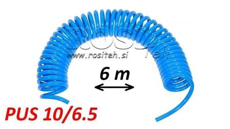 PUS 10/6.5 6m HOSE DE AER ALBASTRU NEFURNIZAT SPIRALAT