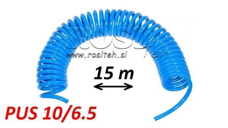 PUS 10/6.5 15m NEASAMBLAT ȚEAVĂ SPIRALĂ DE AER ALBASTRĂ