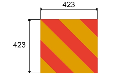 ALU VARNINGSSKYLT FÖR FORDON OCH TILLBEHÖR DIM.423X423MM