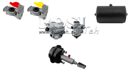 SET DE FRÂNE AER-HIDRAULICE PENTRU REMORCĂ SISTEM COMPLET DUAL CIRCUIT 1 CILINDRU
