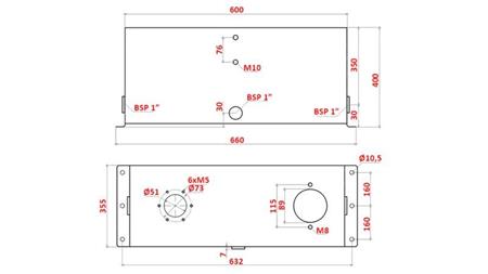 REZERVOR METALIC PENTRU ULEI 75 LITRI CUB 400x355x600mm PREGĂTIRE PENTRU FILTRUL DE SUCȚIE