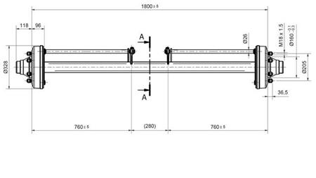 AXA PENTRU REMORCA 7200 kg CU FRÂNE (1800 mm)