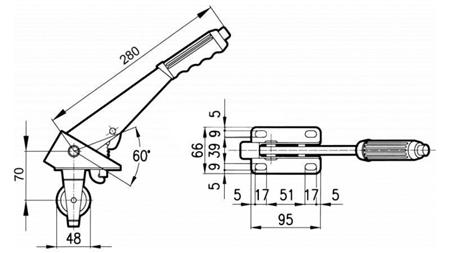 MÂNER DE TRACȚIUNE L280 CU PULLEY FI48mm