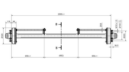 AXA PENTRU REMORCA 7200 kg CU FRÂNE (2000 mm)