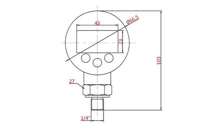 MANOMETRU DIGITAL DN63 VERTICAL 0 - 600 BAR - 1/4