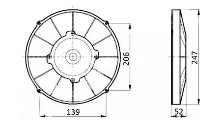 АКСИАЛЕН ВЕНТИЛАТОР 225mm НАТИСК 12V