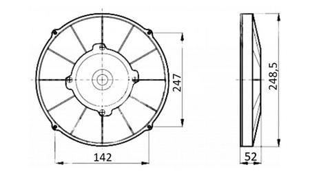ОСЕВИ ВЕНТИЛАТОР 255mm НАТИСКАНЕ 12V
