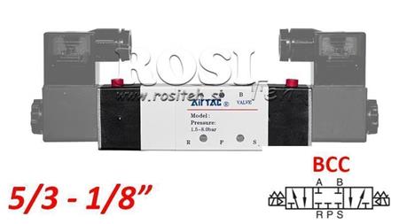 VALVĂ ELECTROPNEUMATICĂ 5/3 BISTABILĂ 1/8 PRT-0553-BCC