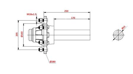 AXĂ JUMĂTATE 3000 kg l.300 mm