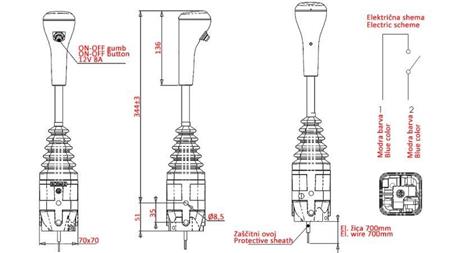 Joystick INDEMAR pentru troliu cu furcă - 1x buton