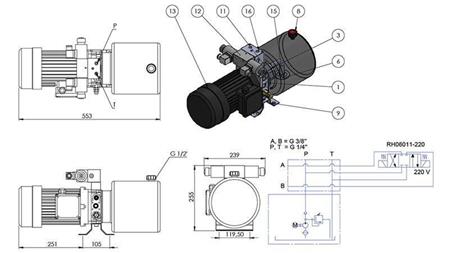 МИНИ ХИДРАВЛИЧЕН АГРЕГАТ 380V AC (1.5 kW) - 5.8 cc - 8.2 литра/мин - резервоар 6 литра