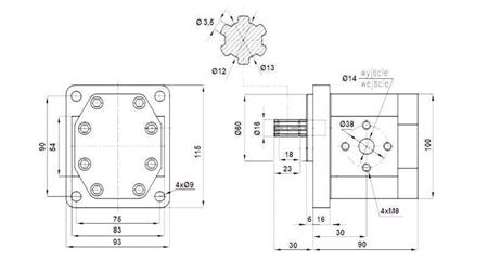 ХИДРАВЛИЧНА ПОМПА NSZ 10 - 6 ЗЪБА 10 CC ДЯСНО