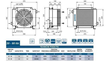 ОХЛАДИТЕЛ ЗА МАСЛО AC 230V HY01601 20-80 ЛИТРА