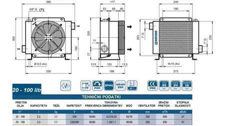 ОХЛАДИТЕЛ ЗА МАСЛО AC 230V HY01801 20-100 ЛИТРА