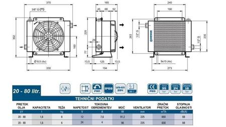 ОХЛАДИТЕЛ ЗА МАСЛО DC 24V HY01604 20-80 ЛИТРА