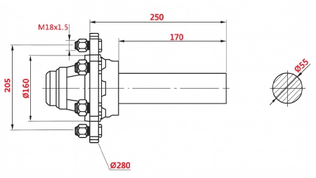 HALV AKSEL 3000 KG L.250 MM