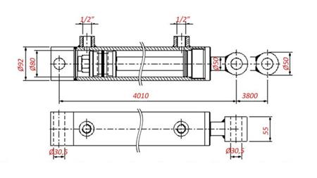 CILINDRU HIDRAULIC PENTRU REMORCARE - ORIFICIU 80/50-3800
