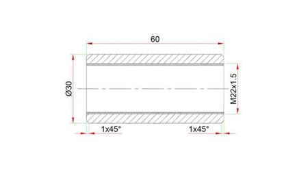 CONECTOR DE SUDURĂ 30x60 PENTRU TERMINAL M22x1.5