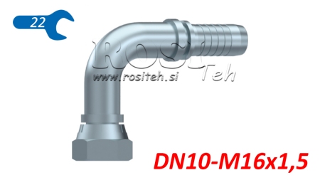 ХИДРАВЛИЧНА ВРЪЗКА BSP ЖЕНСКИ ЛАКЪТ 90° DN10-M16X1,5