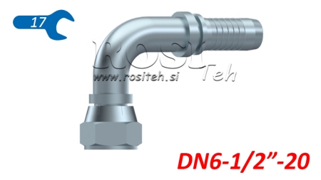 ХИДРАВЛИЧНА ВРЪЗКА DKJ JIC74° ЖЕНСКИ ЛАКЪТ 90° DN6-1/2-20