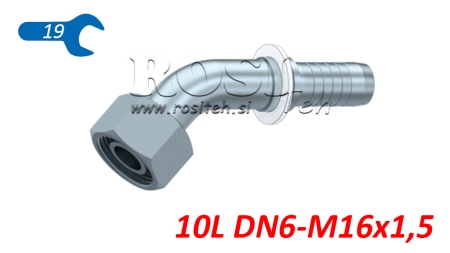 ХИДРАВЛИЧНА ВРЪЗКА DKOL 10 L С ЖЕНСКИ ЛАКЪТ 45 DN6-M16X1,5