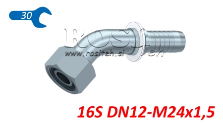ХИДРАВЛИЧНА ВРЪЗКА DKOS 16 С ЖЕНСКИ ЛАКЪТ 45 DN12-M24X1,5