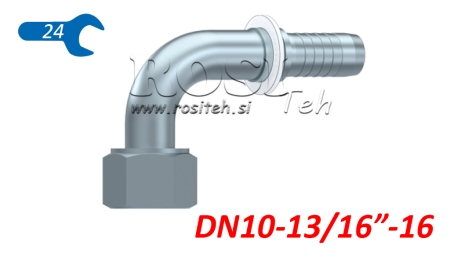 HIDRAVLIČNI PRIKLJUČEK DKORFS ŽENSKI KOLENO 90° DN10-13/16-16