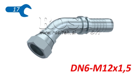 ХИДРАВЛИЧНА ВРЪЗКА BSP ЖЕНСКИ ЛАКЪТ 45° DN6-M12X1.5