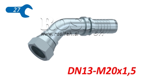 ХИДРАВЛИЧНА ВРЪЗКА BSP ЖЕНСКИ ЛАКЪТ 45° DN13-M20X1.5