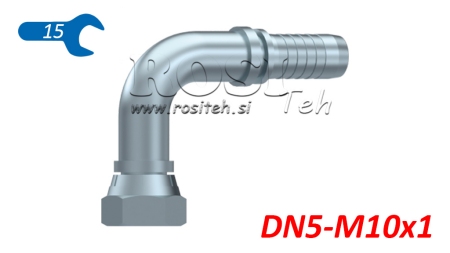 ХИДРАВЛИЧНА ВРЪЗКА BSP ЖЕНСКИ ЛАКЪТ 90° DN5-M10X1